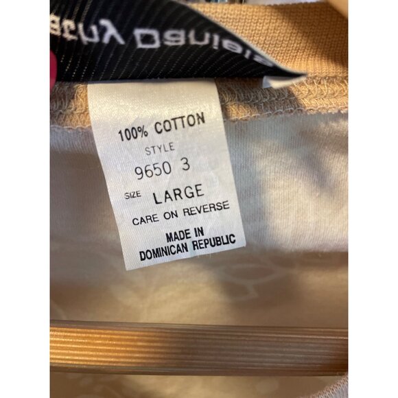 Cathy Daniels Tan White Patterned Buttoned Long Sleeve Cardigan Sweater Sz Large - Picture 6 of 7